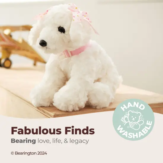 Bearington Sassy Plush Stuffed Animal White Puppy Dog 10 inches, For Ages 3-14 {3}