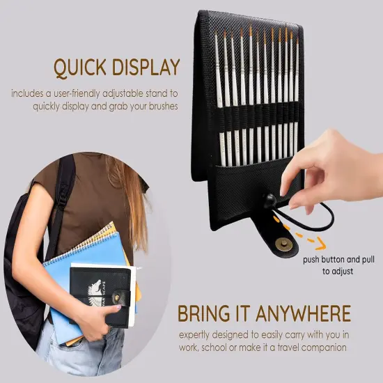 Set of 12 for Detail & Fine Point Painting Miniature Paint Brushes with Holder {2}