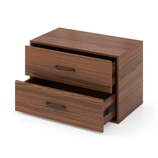 Stackable Horizontal Storage Cabinet Dresser Chest 2-Drawer and Handles ideal for Study or Closet, Bedroom White {7}