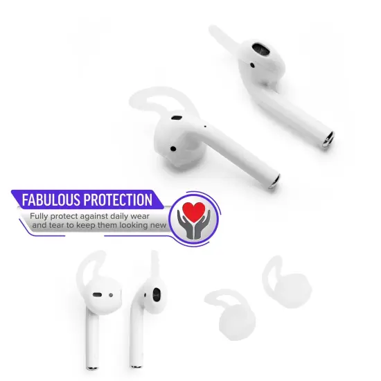 1 Pair for Airpods Ear Hooks Fit in Case, Protective Soft Silicone Earhooks Wraps Rubber Hooked Earphones Headphones Headset EarPods Earbuds Skin Ears Tips for Airpods 1 & Airpods 2 , Clear by Insten {4}