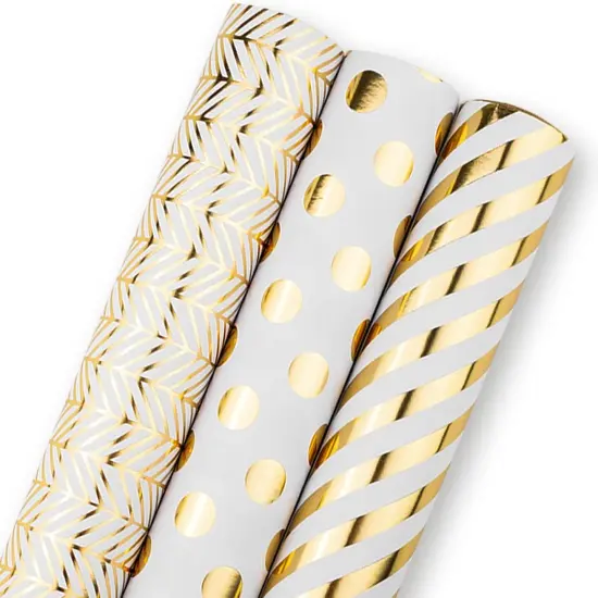 Gold Birthday Wrapping Paper Roll 17 inch x 120 inch Per roll {1}