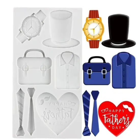 Father's Day Fondant Molds Mustache Tie Watch T-Shirt {3}