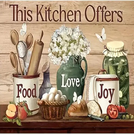 Kitchen Diamond Art Kits for Adults, Food Diamond Painting Kits for Adults Beginners, DIY 5D Diamond Painting with Round Gem Art Kits for Adults for Gift Home Wall Decor 12x16 Inch {1}