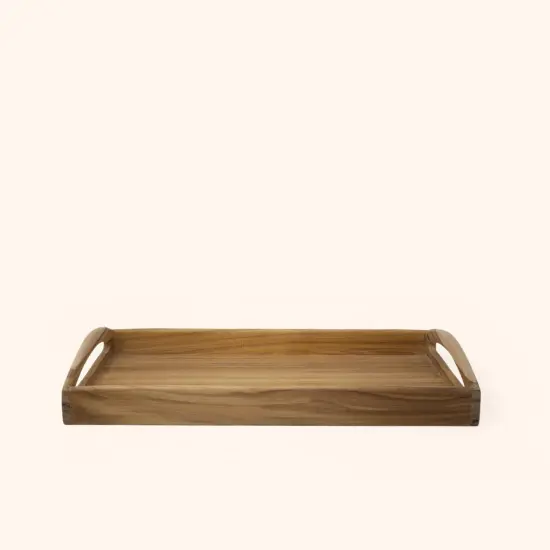 Teak Wooden Serving Tray &ndash; Natural Hardwood, Elegant & Versatile | 16"x10"x2.3" {1}