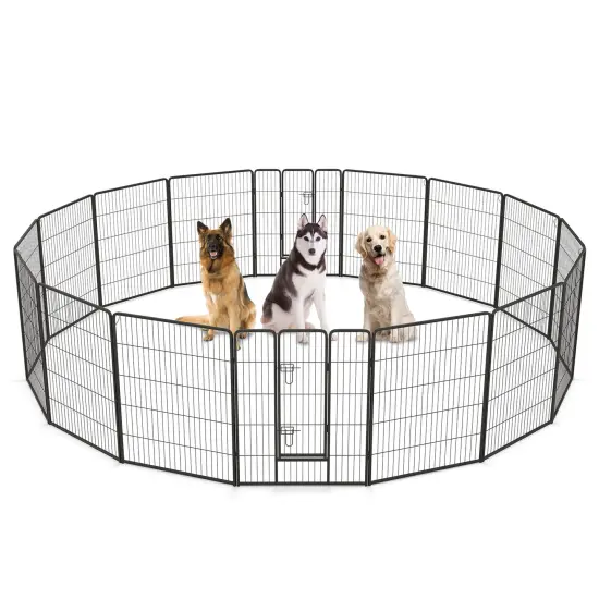 Black Metal Dog Playpen with Lockable Door and Customizable Size Options {3}