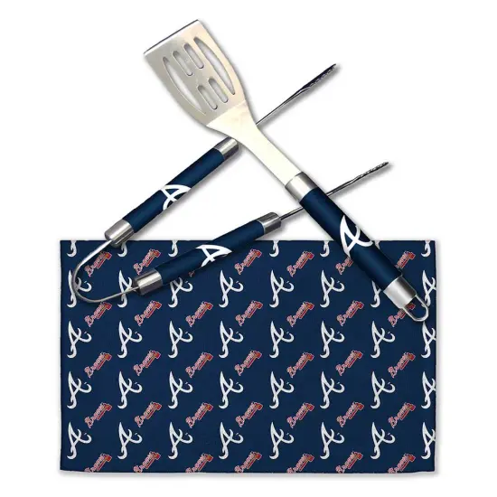 MLB 3-Piece BBQ Utensil Set 17.25 6 11 x 18 Inches Atlanta braves {1}