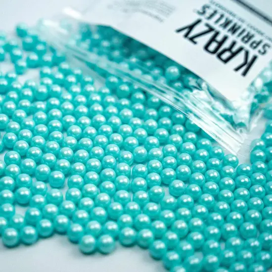 Krazy Sprinkles - Light Blue Pearl 8mm Beads (1/2 Cup, 1x Jar) for Cakes, Ice Cream & Cookies {7}