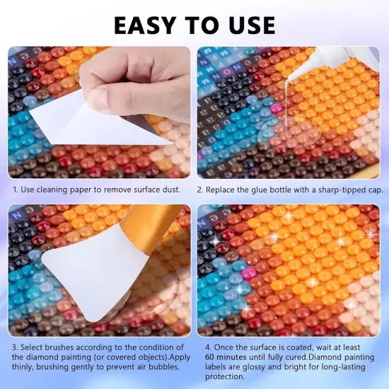 8OZ Diamond Painting Sealer, Diamond Painting Tools Adhesive with Applicator, 5D Diamond Painting Glue Sealer Permanent Hold, Shine Effect Conserver for Jigsaw Puzzles（240ML） {4}