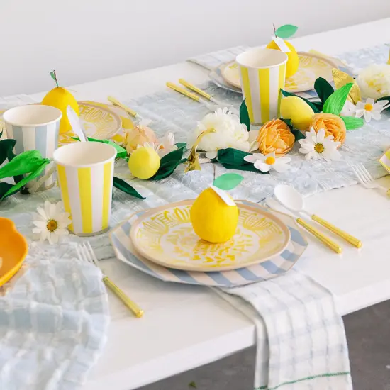 SOLEIL YELLOW SIGNATURE CABANA STRIPE CUPS {5}