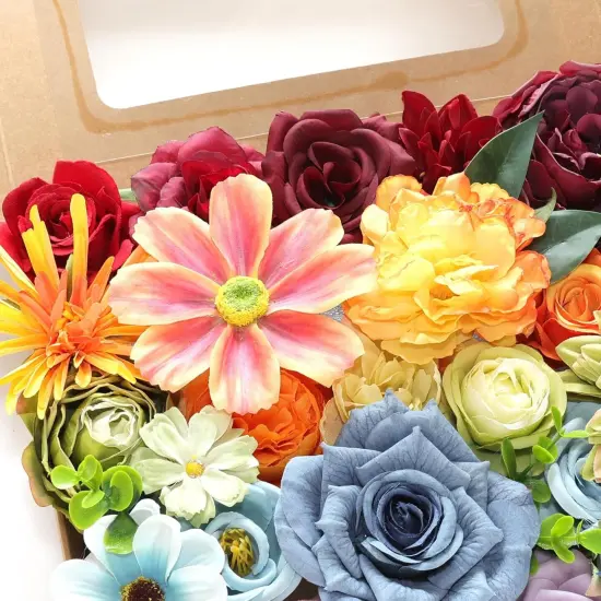 Fake Artificial Summer Bouquets Flowers Combo, Faux Silk Colorful Flowers {2}