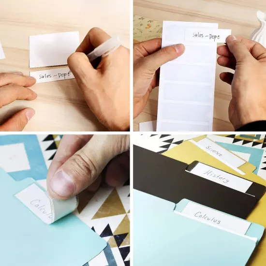 120 Pack Clear 3-Ring Binder Spine Label Holder Stickers with 126 Blank White Inserts, Self-Adhesive Pocket Sleeves for Small Business, Office Supplies (1x3 In) {5}