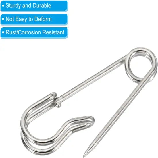 Safety Pins 1.06 Inch Large Metal Sewing Pins for Blankets Skirts Crafts Brooch Making Silver Tone 20Pcs {4}