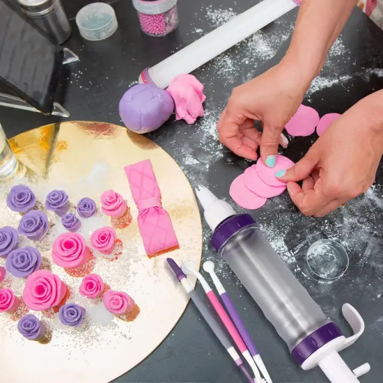 16 Pcs Cake Decorating Tool Set Include Dessert Decorating Syringe Cookie Decoration Brushes Sugar Stir Needle Scriber Fondant Paste Tool Rolling Pin for Cookie Cake Supplies {5}