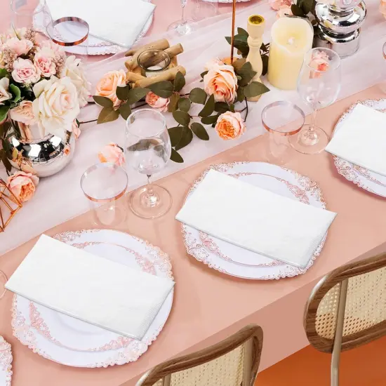 Disposable Napkins, 2-Ply 300 Count Paper Dinner Napkins, White Napkins Bulk for Wedding Party Bathroom and Everyday Use (16.2" X 15") {4}