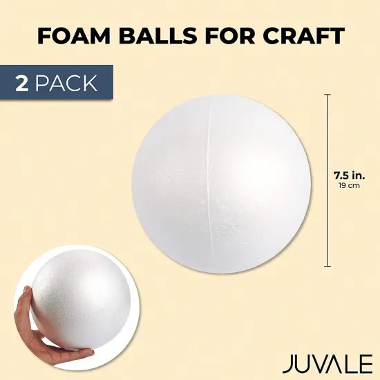 2 Pack Large Foam Balls for Crafts, 7.5 Inch Solid Polystyrene Spheres for DIY Projects, Flower Centerpieces (White) {5}