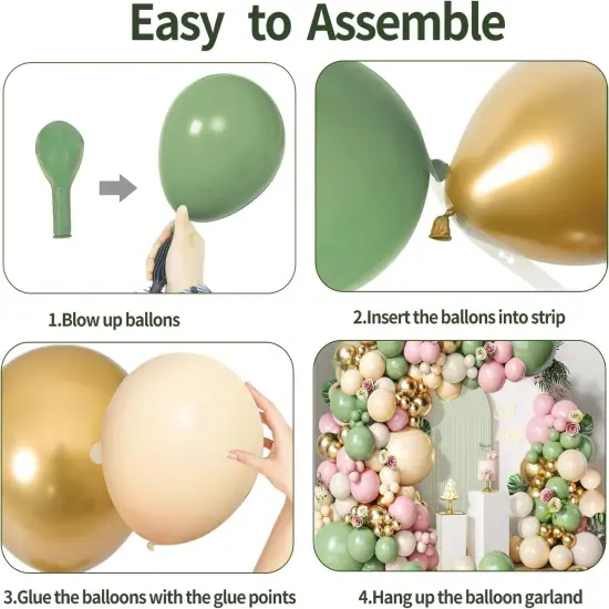 Sage Green Pink Balloon Arch Kit, Olive Green Nude Sand White Gold Balloons Garland Kit for Baby Shower Bride Shower Wedding Birthday Party Decoration {2}
