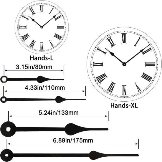 2 Pieces 12888 High Torque Clock Movement for Wall Clock Mechanism Replacement, with 4 Pairs of Clock Hands,Shaft Length 18mm(45/64 inch) {4}