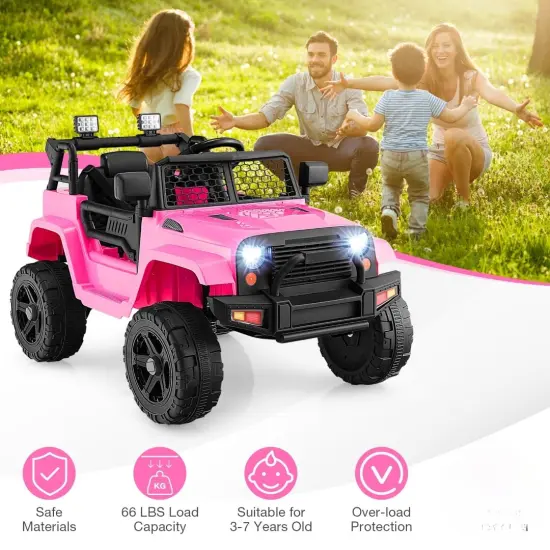 Kids Electric Ride-On Truck with Remote, Music and Safety Features Pink {6}