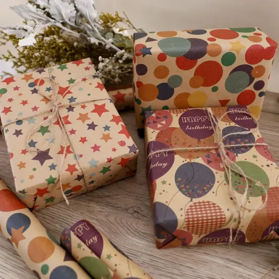 Birthday Wrapping Paper,Gift Wrapping Paper Roll,Kraft Wrapping Paper-17 inch X 32.8 Feet Per roll {5}