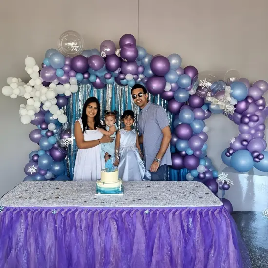 Blue Purple Silver Balloon Arch Kit Metallic Pearl Purple Blue Silver Latex Balloons Garland with Snowflake Balloon for Princess Girl Winter Frozen Wonderland Birthday Baby Shower Party Decor {3}