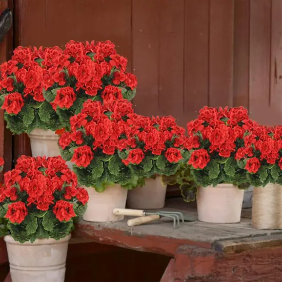 2 Pcs Summer Bushes Artificial Geranium Flowers for Outdoors {2}