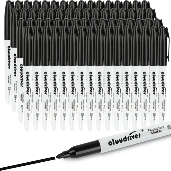 Permanent Markers, 148 Pack Black Permanent Markers Set, Fine Point, Bulk Permant Markers Work on Wood, Plastic, Metal, Stone, Glass {1}
