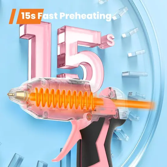 Cordless Glue Gun, 15s Fast Preheating 2Ah Cordless Hot Glue Gun with 25 Pcs Premium Mini Glue Gun Sticks, USB-C Battery Rechargeable hot glue gun, Smart Power-Off, Pink {2}