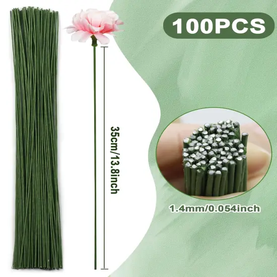 18 Gauge Green Floral Wire Stems for Artificial Flower Making, 100 PCS - Florist Wire for Crafts, Wreaths, Flower Arrangements and DIY Projects (Alambre para Flores) {4}