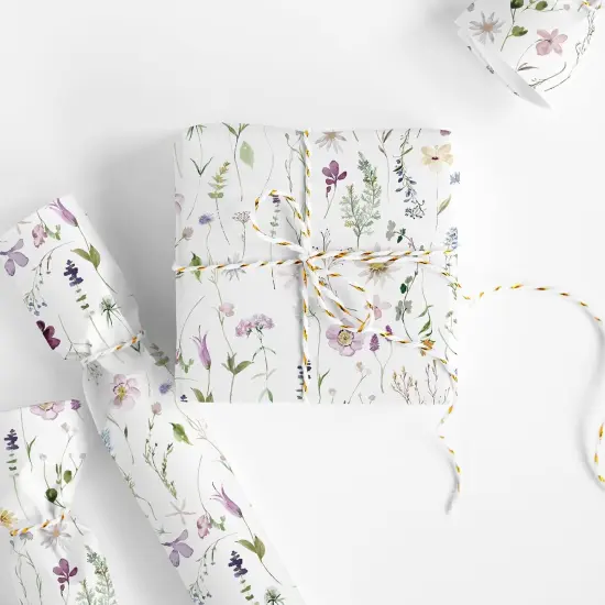 Spring Wild Floral Wrapping Paper -Mini Roll- 17 Inch x 32.8 Ft Watercolor Wildflowers Gift Wrap Paper Spring Art Paper for Birthday Wedding Bridal Baby Shower Mother's Day DIY Craft {2}