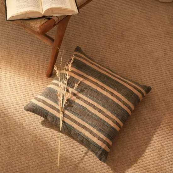 Reversible Weave Stripe Throw Pillow 20" x 20" &ndash; Handcrafted Textured Decorative Cushion {1}