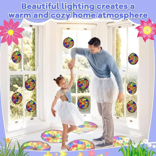 32 Sets Suncatchers Craft Kit DIY Flower Window Stained Glass Effect Paper Summer Home School Classroom Decoration Art Craft Creative Activity Project Kid Gift Favor {5}