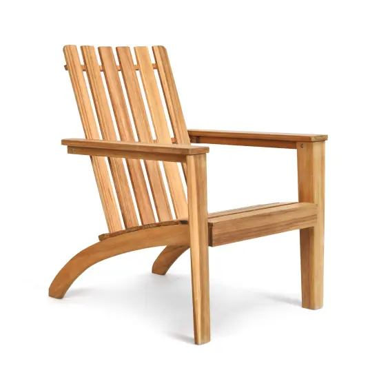 Patio Durable Acacia Wood Adirondack Lounge Armchair with Slatted High Backrest Brown {10}