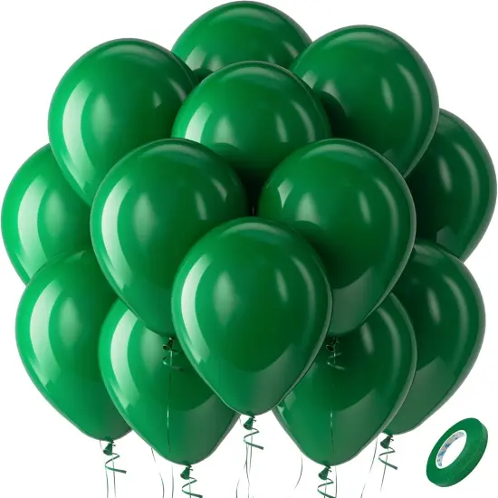 Green Balloons Latex Party Balloons - 100 Pack 12 inch Round Helium Balloons for Dark Green Themed Wedding Graduation Anniversary Birthday Party Backdrop Decorations {1}