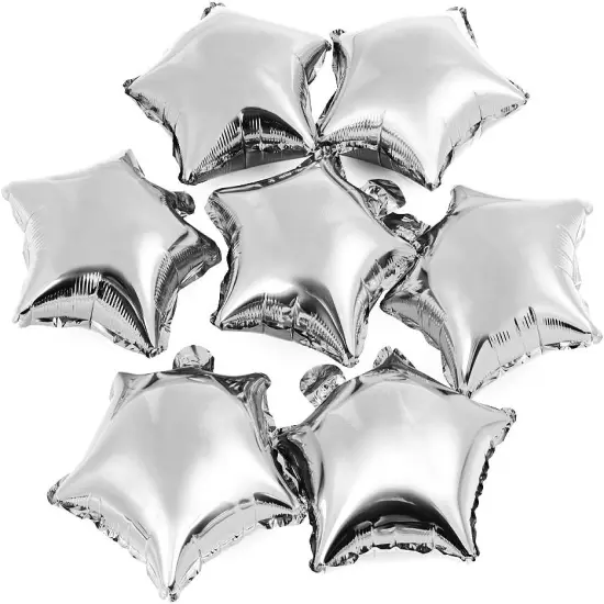 Star-shaped Foil Balloons, 10" Silver, Pack of 50 {1}