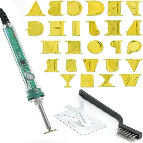 Wood Burning Alphabet Letter Kit, Branding Irons Personalized for Wood Leather Branding Set Compatible with Walnut Hollow Iron Wood Burning Stamp with 26 Iron 5/8&rdquo; Tall (Clear) {1}