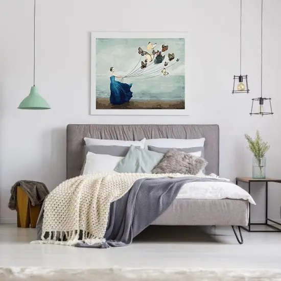 Paint by Numbers for Adults, DIY Oil Painting by Number Kits, Butterfly & Lady at Seaside, 16 x 20 inch (Flying Butterflies, without Frame) {5}