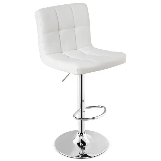 Height Adjustable Swivel Bar Stool with Cushioned Seat and Wide3 Metal Base Black {10}