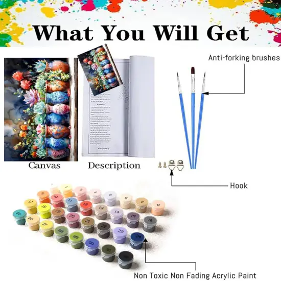 Paint by Numbers Kits for Adults, Vase Adults Paint by Number Kits, Succulents Paint by Number on Canvas Without Frame, DIY Flowers Plant Oil Painting for Home Wall Decor (16x20 Inch) {4}