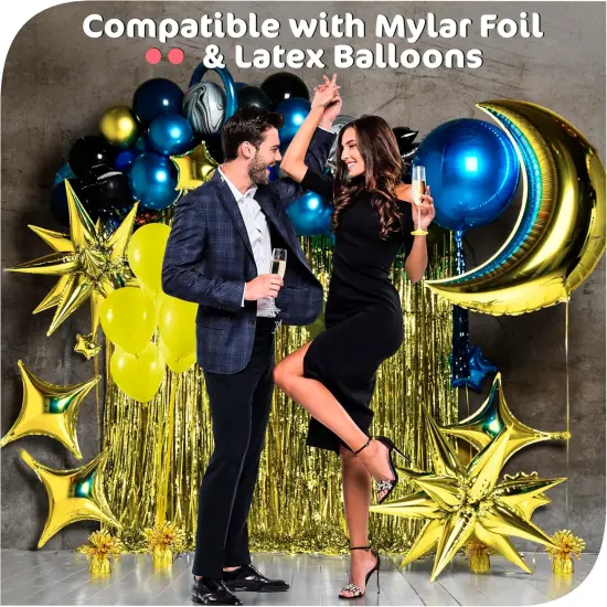 Gold Balloon Weights, Heavy Balloon Weight Pack of 12 Metallic Foil Weights for Balloons, Birthday Party & Wedding Table Centerpiece Ballon Weight, 4.8&rsquo;&rsquo; DIY Ballon Weights for Helium Balloons {3}