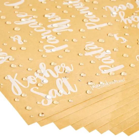 Talented Kitchen 135 Pantry Labels for Food Containers, Clear Preprinted Pantry Labels for Organizing Storage Canisters & Jars, White Cursive Numbers Stickers (Water Resistant) {6}