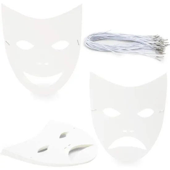 Bright Creations 8.7" x 10" Blank DIY Paper Masquerade Mask with Elastic Band for Costume Party (48 Pack, White) {1}