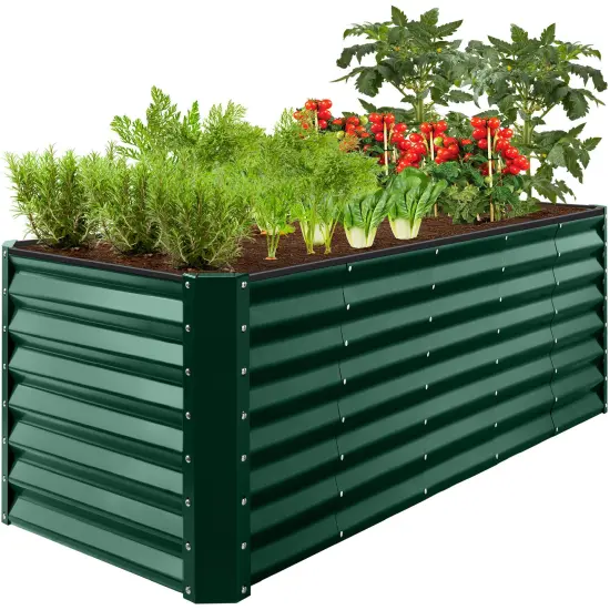 Best Choice Products 8x2x2ft Raised Metal Outdoor Garden Bed, Planter Box for Flowers, Vegetables, Herbs Dark Green {1}