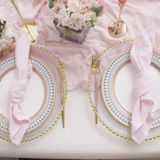 Dinner Cloth Napkins Bulk,100% Soft Cotton Linen Napkins,Washable Napkins with Hemmed Edges for Wedding Decorations,Family Event Parties,16&rdquo;*16&rdquo;,(Set of 12, Pale Pink) {5}