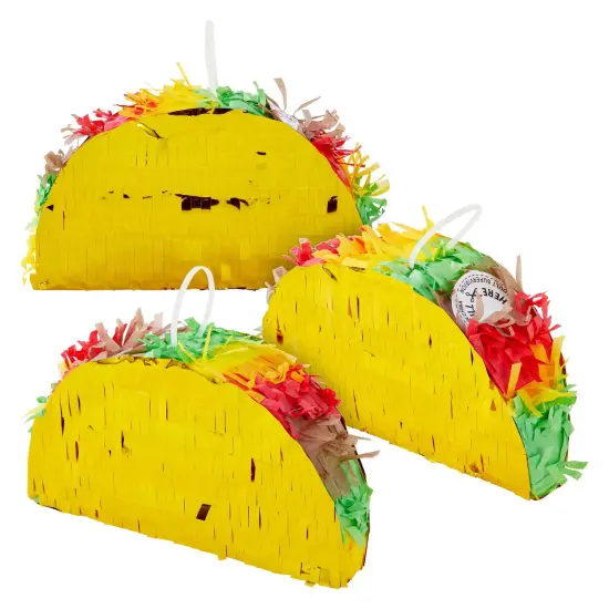 3 Pack Mini Mexico Taco Pinatas for Cinco de Mayo Party, Fiestas Mexican Celebrate Party Decoration, 6 x 2 x 3.5 inches {1}