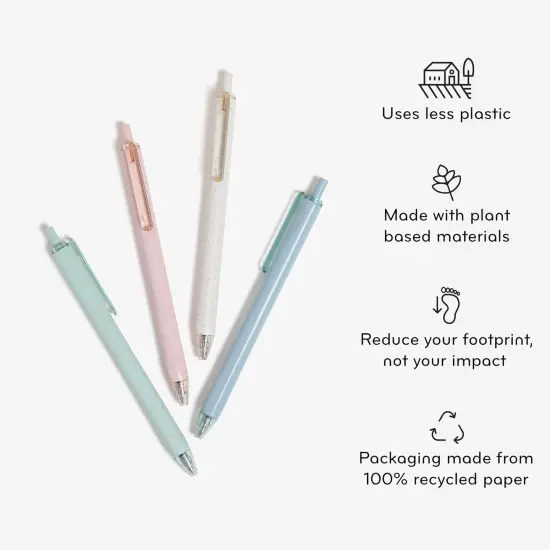 U-Eco Recycled Gel Click Pens, Set of 12, Pastel Speckle, Medium (0.7 mm) Point, Black Ink {3}