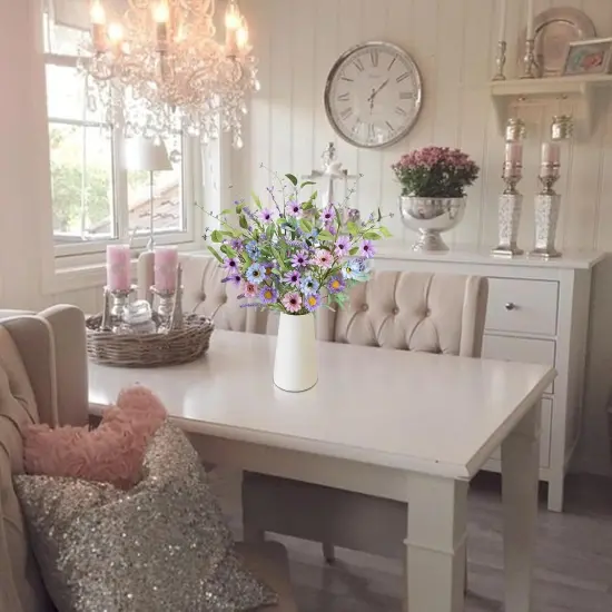 6 Pcs Daisy Summer Tabletop Floral Arrangements Flowers Artificial Silk Spring Flowers Colorful Fake Wildflowers Bouquet Faux Flower Stems Arrangements {3}