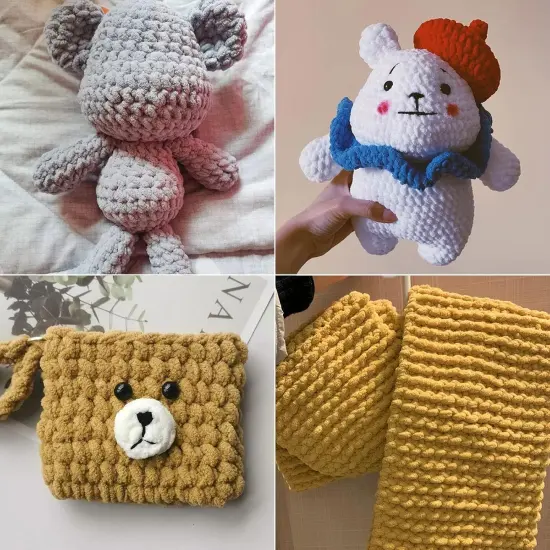 3 Skeins Sparkling Chenille Yarn Soft Yarn for Crochet Knitting Blanket Yarn DIY Craft Yarn for Blanket-Total Length 3&times;50m(3&times;55yds/3.53oz&times;3)- Spring Green {5}