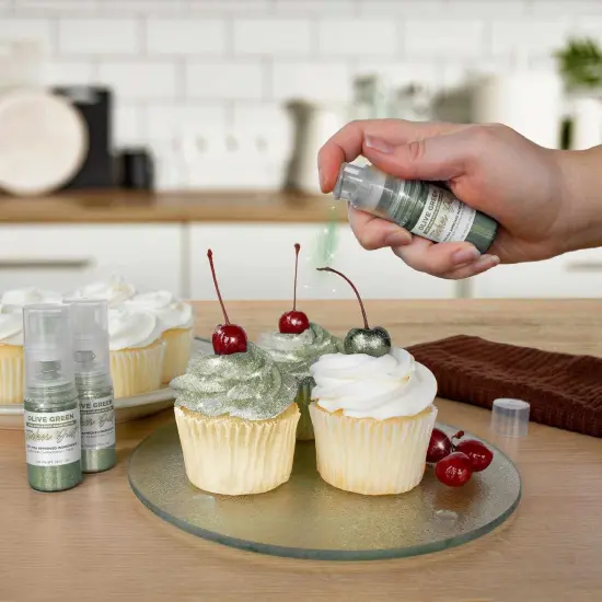 Bakell - Olive Green Tinker Dust Edible Glitter (4g, 1x Spray Pump) for Food, Desserts, and Beverages! {4}