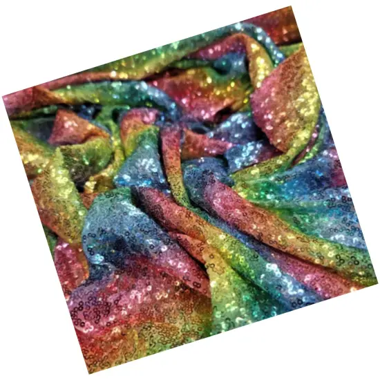 Rainbow Sequin on Stretch Mesh Fabric Vibrant Multicolor Stripes {4}