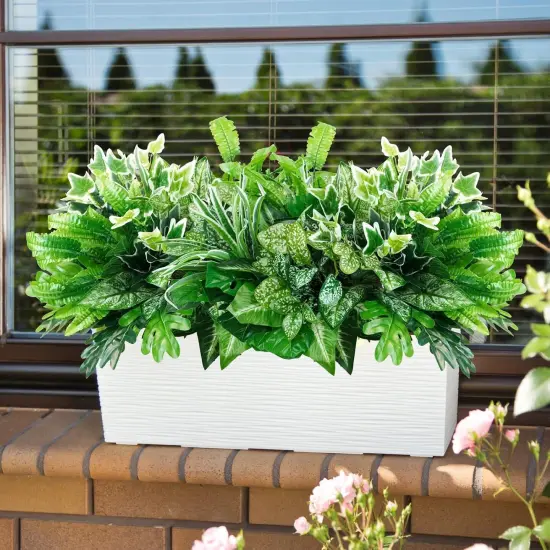 16 Bunches Fake Plants Outdoor UV Resistant Artificial Bushes Green Boxwood Shrubs Faux Plastic Plants Greenery Stems for Spring Outdoor Garden Patio Front Porch Yard Home Decor {4}